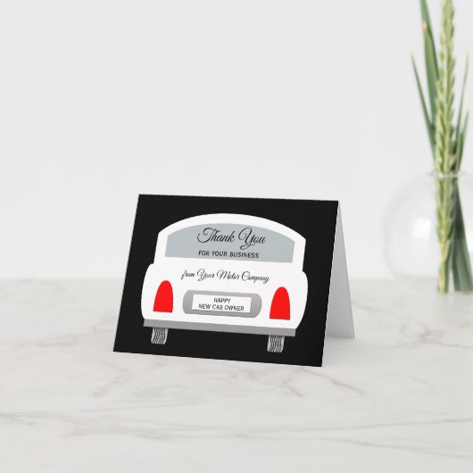 自動車販売店ホワイトカー販売お礼ノートカード ノートカード (正面)