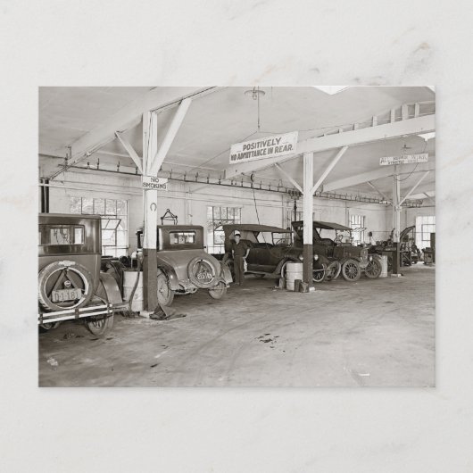自動車販売店修理工場 1926年 ポストカード (正面)
