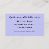 自動車販売店 名刺 (裏面)