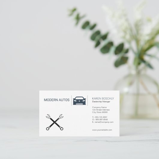 自動車販売店 |自動メンテナンス |レンチ 名刺 (スタンド正面)