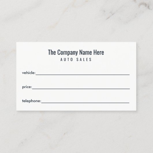 自動車販売店 – 自動車販売関連の名刺 名刺 (裏面)