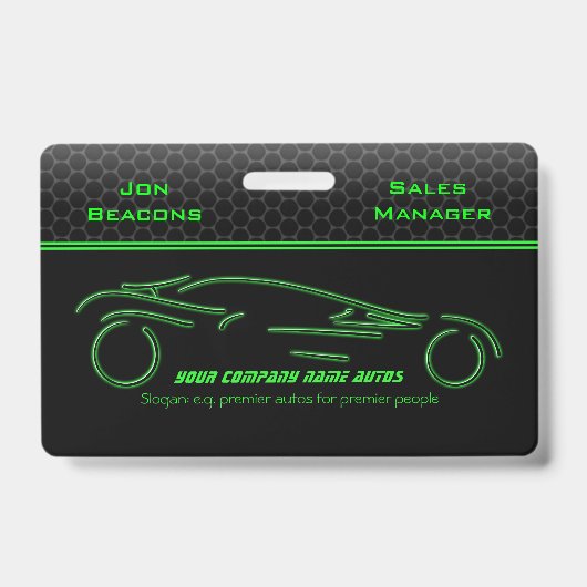 自動車販売、メタリックルック、グリーンラインスポーツカー バッジ (表面)