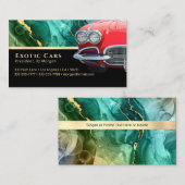 自動車販売、レッドスポーツカー、写真、ティール(緑がかった色)抽象芸術 名刺 (正面/裏面)