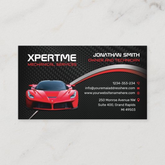 自動車販売、自動車修理、自動車修理、整備士工事 名刺 (正面)