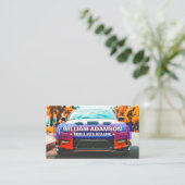 自動車販売、自動車修理、黒自動車詳細 名刺 (スタンド正面)