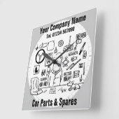 自動車部品およびスペアストア スクエア壁時計 (傾斜)