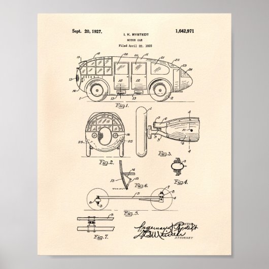 自動車1927特許芸術オールドピーパー ポスター (正面)