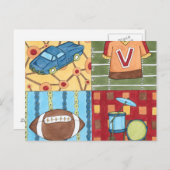 自動車、ジャージ、サッカーボール、ドラムセット ポストカード (正面/裏面)