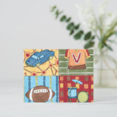 自動車、ジャージ、サッカーボール、ドラムセット ポストカード (スタンド正面)