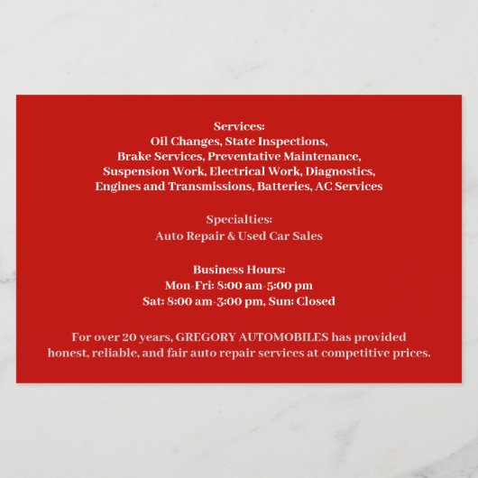 自動車 チラシ (裏面)