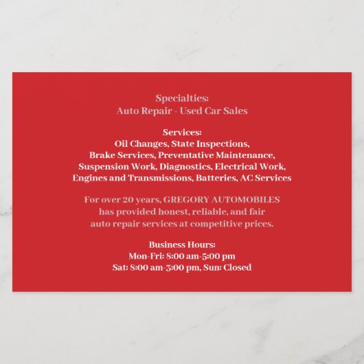 自動車 チラシ (裏面)