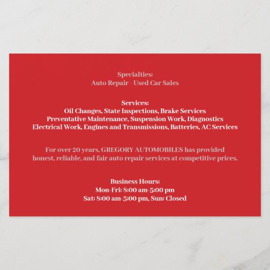 自動車 チラシ (裏面)