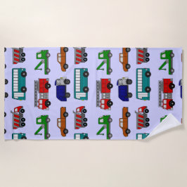 自動車、トラック、バス ビーチタオル