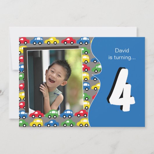 自動車 & トラック | 男の子の誕生日パーティー招待状 招待状 (正面)