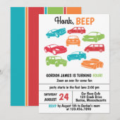 自動車/車の誕生日パーティー 招待状 (正面/裏面)