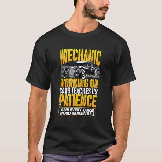 自動車Usで働くディーゼル固定教え整備士 Tシャツ (正面)