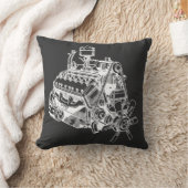 自動車v12エンジンのモーターイラストレーションアート クッション (ブランケット)