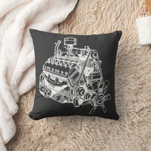 自動車v12エンジンのモーターイラストレーションアート クッション (ブランケット)