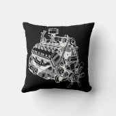 自動車v12エンジンのモーターイラストレーションアート クッション (裏面)