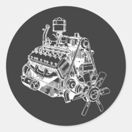 自動車v12エンジンのモーターイラストレーションアート ラウンドシール