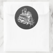 自動車v12エンジンのモーターイラストレーションアート ラウンドシール (バッグ)