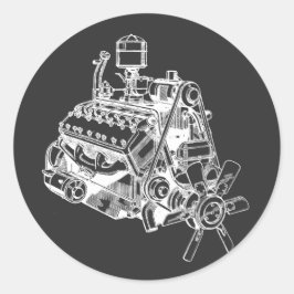 自動車v12エンジンのモーターイラストレーションアート ラウンドシール