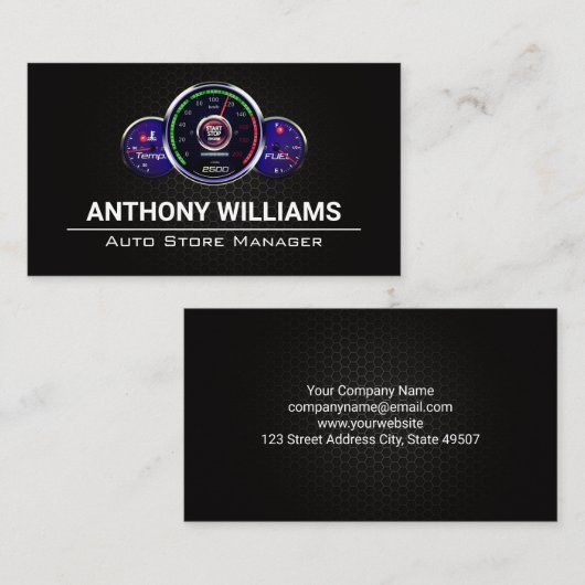 自動速度計ゲージ | 金属炭素繊維 名刺 (正面/裏面)