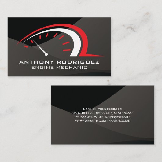 自動 | 走行距離計 | グロスお洒落 名刺 (正面/裏面)