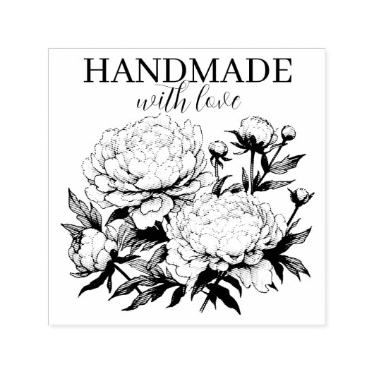 自墨加工ゴム型牡丹 セルフインキングスタンプ (デザイン)