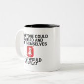 自宅おもしろいから作業して検疫コーヒーに会う ツートーンマグカップ (正面左)