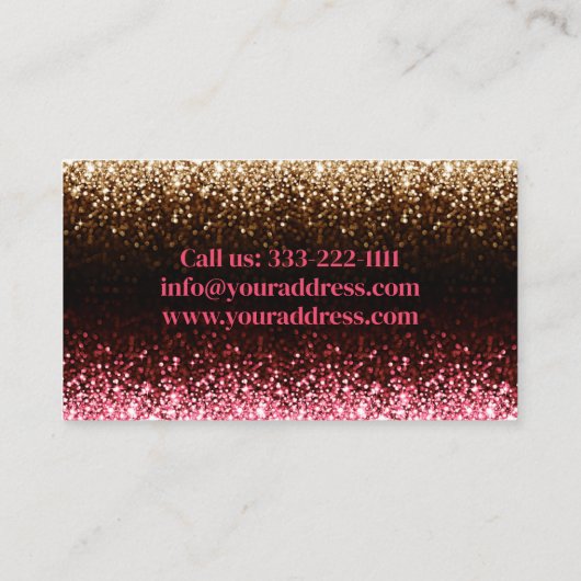 自宅およびオフィス清掃サービスのピンク金ゴールドグリッター 名刺 (裏面)