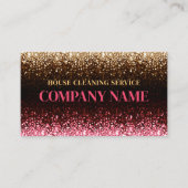 自宅およびオフィス清掃サービスのピンク金ゴールドグリッター 名刺 (正面)