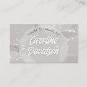 自宅およびオフィス清掃サービスのホワイトグリッター 名刺 (正面)