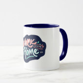 自宅から濃い青色で作業 マグカップ (正面右)