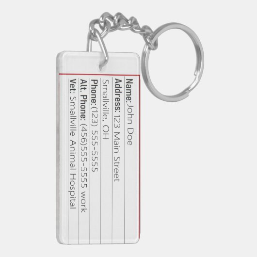 自宅だけの緊急用カードのキーチェーン キーホルダー (裏面左)