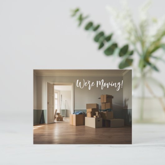 自宅でのアナウンスボックスの移動 案内ポストカード (スタンド正面)