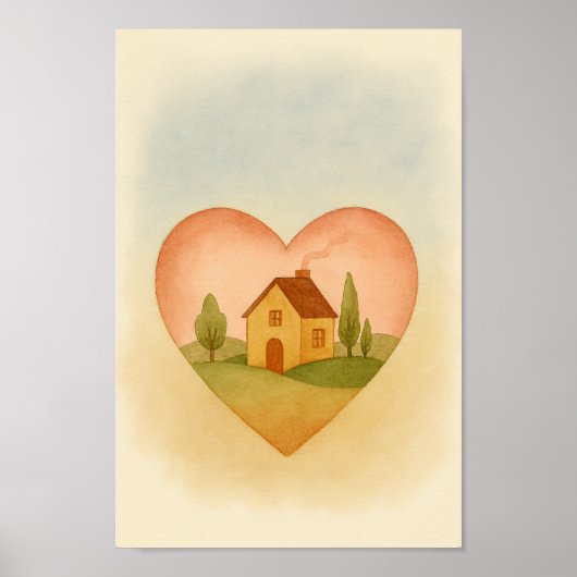 自宅でのハート ポスター (正面)