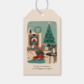 自宅での居心地の良いクリスマスシーン ギフトタグ (正面)
