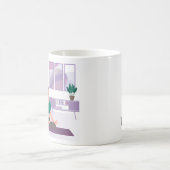 自宅でヨガをする女性の絵が描かれたマグカップ コーヒーマグカップ (中央)
