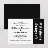 自宅で安全に延期された結婚式のお知らせカード 出欠カード (正面/裏面)