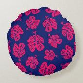 自宅で楽園のビットのための熱帯ハイビスカス ラウンドクッション (裏面)