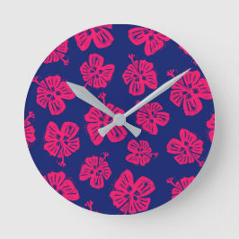 自宅で楽園のビットのための熱帯ハイビスカス ラウンド壁時計