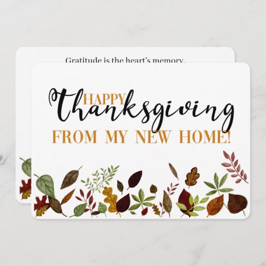 自宅で行った感謝祭の新しいアドレスのお知らせ シーズンカード (正面/裏面)