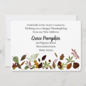 自宅で行った感謝祭の新しいアドレスのお知らせ シーズンカード (裏面)
