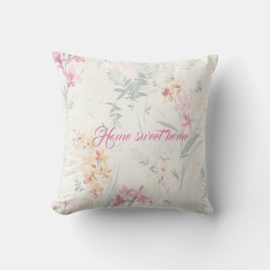 自宅のスイートホームフローラボホピンクイエローティール（緑がかった色） クッション (正面)