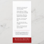 自宅のレストランの新人向けメニュー メニュー (裏面)