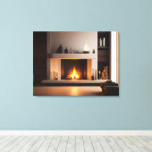 自宅の暖炉 キャンバスプリント (インサイチュ (ウッドフロア))