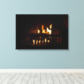 自宅の暖炉 キャンバスプリント (インサイチュ (ウッドフロア))