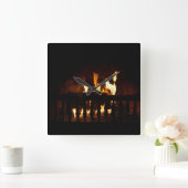 自宅の暖炉 スクエア壁時計 (ホーム)