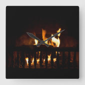 自宅の暖炉 スクエア壁時計 (正面)